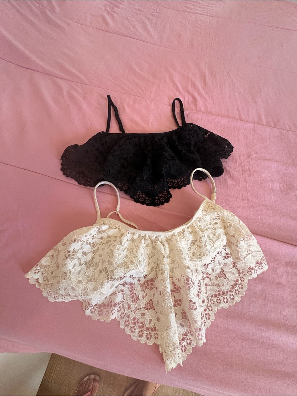 Victorias’s secret top black and white adjustable size S $25 for both
